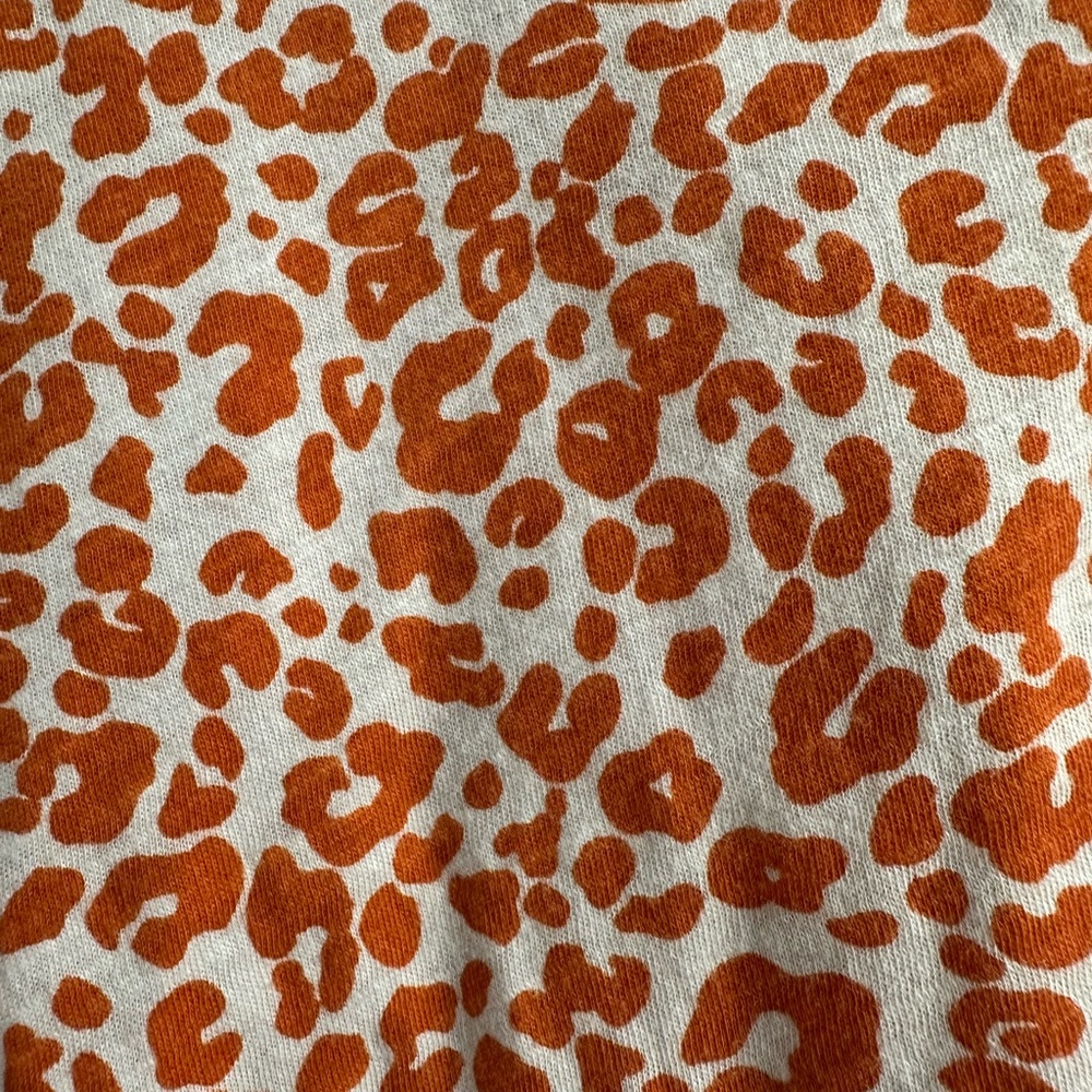 LOFT Vintage Soft Leopard Print Orange and White 100% Cotton V-Neck Tee - Picture 7 of 8